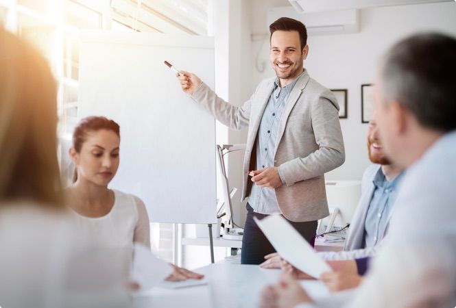 An adviser explaining options during a meeting
